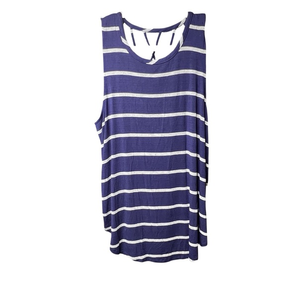 Chaser Navy and White Striped strappy detail back Tank Top - Picture 1 of 5